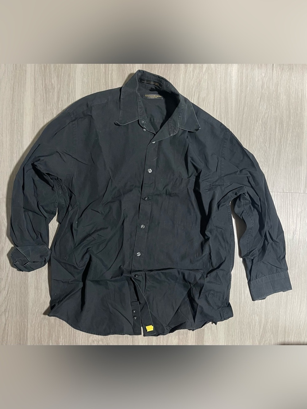 Men's Signature Donna Karan Black Button-Up Shirt